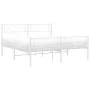 Metal bed frame with headboard and white footboard 140x190 cm by , Beds and slatted bases - Ref: Foro24-372344, Price: 100,35...