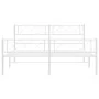 Metal bed frame with headboard and white footboard 140x190 cm by , Beds and slatted bases - Ref: Foro24-372344, Price: 100,35...