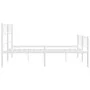 Metal bed frame with headboard and white footboard 140x190 cm by , Beds and slatted bases - Ref: Foro24-372344, Price: 100,35...