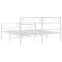 Metal bed frame with headboard and white footboard 140x190 cm by , Beds and slatted bases - Ref: Foro24-372344, Price: 100,35...