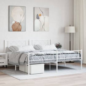 Metallbettgestell mit Kopf- und Fußteil weiß 193x203 cm von , Betten und Lattenroste - Ref: Foro24-372350, Preis: 117,29 €, R...