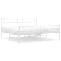 Metal bed frame with headboard and footboard white 193x203 cm by , Beds and slatted bases - Ref: Foro24-372350, Price: 117,29...