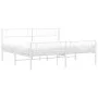 Metal bed frame with headboard and footboard white 193x203 cm by , Beds and slatted bases - Ref: Foro24-372350, Price: 115,51...