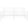 Metal bed frame with headboard and footboard white 193x203 cm by , Beds and slatted bases - Ref: Foro24-372350, Price: 117,29...