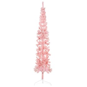 Medio árbol de Navidad artificial con soporte rosa 210 cm