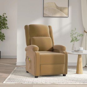 Sillón de masaje eléctrico terciopelo marrón