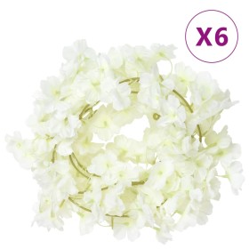 Guirnaldas de flores artificiales 6 uds blanco 180 cm