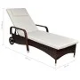 Lounger with cushion and 2 brown synthetic rattan wheels by vidaXL, Loungers - Ref: Foro24-42476, Price: 200,09 €, Discount: %