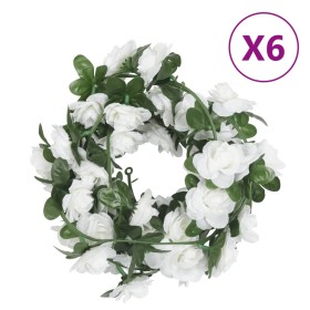 Guirnaldas de flores artificiales 6 uds blanco 240 cm