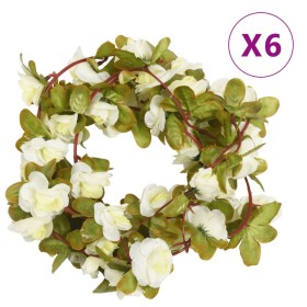 Guirnaldas de flores artificiales 6 uds blanco 250 cm