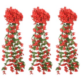 Guirnaldas de flores artificiales 3 uds rojo 85 cm