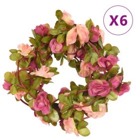 Guirnaldas de flores artificiales 6 uds rojo y rosa 250 cm