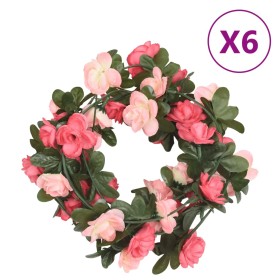 Guirnaldas de flores artificiales 6 uds rosa 240 cm