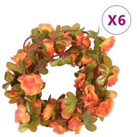 Guirnaldas de flores artificiales 6 uds naranja 250 cm