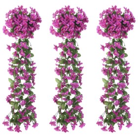 Guirnaldas de flores artificiales 3 uds morado claro 85 cm