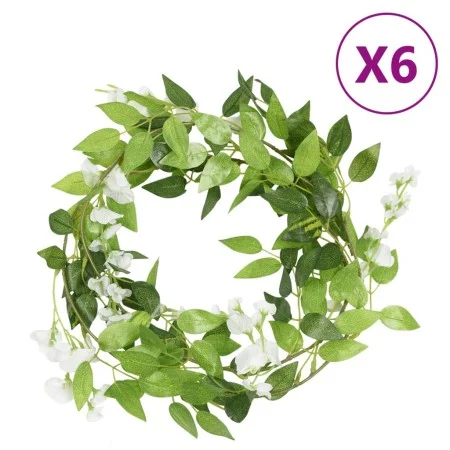 Künstliche Blumengirlanden 6 Stück weiß 200 cm von , Kronen und Girlanden - Ref: Foro24-359071, Preis: 42,46 €, Rabatt: %