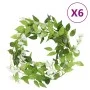 Artificial flower garlands 6 pcs white 200 cm by , Crowns and garlands - Ref: Foro24-359071, Price: 42,46 €, Discount: %