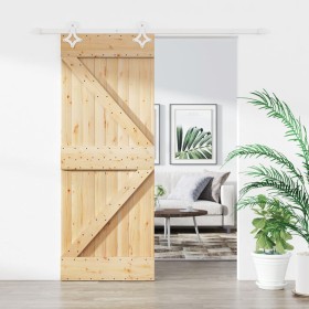 Puerta corredera con herrajes madera maciza de pino 80x210 cm