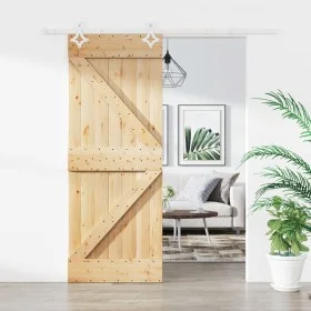 Schiebetür mit Beschlägen aus massivem Kiefernholz, 85 x 210 cm von , Türen - Ref: Foro24-3203174, Preis: 196,87 €, Rabatt: %