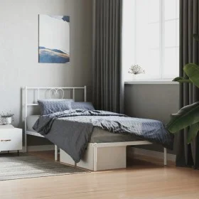 Metal bed frame with white headboard 90x190 cm by , Beds and slatted bases - Ref: Foro24-355504, Price: 65,30 €, Discount: %