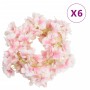 Guirnaldas de flores artificiales 6 uds rosa claro 180 cm