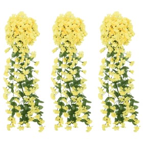 Guirnaldas de flores artificiales 3 uds amarillo 85 cm