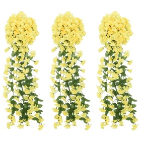 Guirnaldas de flores de Navidad 3 uds amarillo 85 cm by , Crowns and garlands - Ref: Foro24-359048, Price: 17,81 €, Discount: %