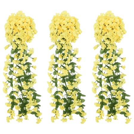 Guirnaldas de flores de Navidad 3 uds amarillo 85 cm by , Crowns and garlands - Ref: Foro24-359048, Price: 17,81 €, Discount: %