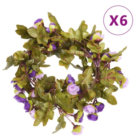 Guirnaldas de flores artificiales 6 uds morado claro 215 cm