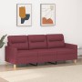 Sofá de 3 plazas de tela rojo tinto 180 cm by , Sofas - Ref: Foro24-359249, Price: 270,33 €, Discount: %