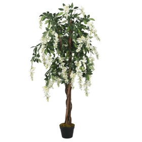 Árbol de wisteria artificial 840 hojas verde y blanco 150 cm