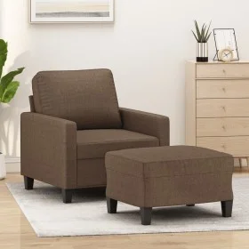 Brown fabric armchair with stool 60 cm by , Sofas - Ref: Foro24-3201032, Price: 197,64 €, Discount: %