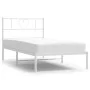 Metal bed frame with white headboard 75x190 cm by , Beds and slatted bases - Ref: Foro24-355502, Price: 59,50 €, Discount: %