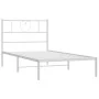 Metal bed frame with white headboard 75x190 cm by , Beds and slatted bases - Ref: Foro24-355502, Price: 59,50 €, Discount: %