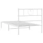 Metal bed frame with white headboard 75x190 cm by , Beds and slatted bases - Ref: Foro24-355502, Price: 59,50 €, Discount: %