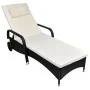 Sun lounger with cushion and black synthetic rattan wheels by vidaXL, Loungers - Ref: Foro24-42475, Price: 146,47 €, Discount: %