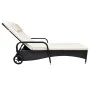 Sun lounger with cushion and black synthetic rattan wheels by vidaXL, Loungers - Ref: Foro24-42475, Price: 146,47 €, Discount: %