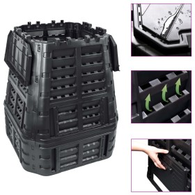 Compostador de jardín negro 93,3x93,3x113 cm 740 L de , Compostadores - Ref: Foro24-146277, Precio: 110,51 €, Descuento: %