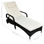 Sun lounger with cushion and black synthetic rattan wheels by vidaXL, Loungers - Ref: Foro24-42475, Price: 146,47 €, Discount: %