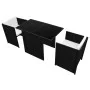Garden bistro table and chairs 3 pieces and black poly rattan cushions by vidaXL, Garden sets - Ref: Foro24-42484, Price: 263...