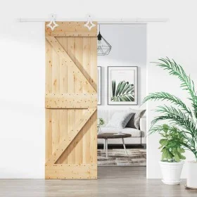 Schiebetür mit Beschlägen aus massivem Kiefernholz, 70 x 210 cm von , Türen - Ref: Foro24-3203173, Preis: 188,09 €, Rabatt: %