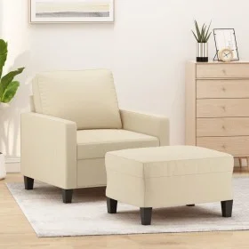Armchair with stool cream fabric 60 cm by , Sofas - Ref: Foro24-3201031, Price: 207,62 €, Discount: %