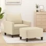 Armchair with stool cream fabric 60 cm by , Sofas - Ref: Foro24-3201031, Price: 207,62 €, Discount: %