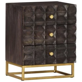 Mesita de noche de madera maciza de mango negro 40x30x50 cm de , Mesitas de noche - Ref: Foro24-320813, Precio: 141,38 €, Des...