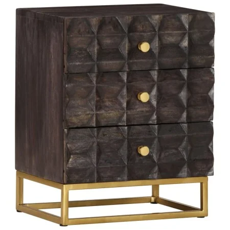Mesita de noche de madera maciza de mango negro 40x30x50 cm de , Mesitas de noche - Ref: Foro24-320813, Precio: 141,38 €, Des...