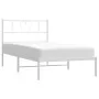 Estructura de cama de metal con cabecero blanco 100x200 cm de , Camas y somieres - Ref: Foro24-355507, Precio: 63,83 €, Descu...