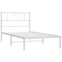Estructura de cama de metal con cabecero blanco 100x200 cm de , Camas y somieres - Ref: Foro24-355507, Precio: 63,83 €, Descu...