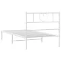 Estructura de cama de metal con cabecero blanco 100x200 cm de , Camas y somieres - Ref: Foro24-355507, Precio: 63,83 €, Descu...