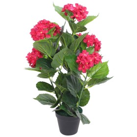 Planta artificial hortensia con macetero 60 cm roja