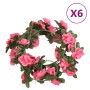 Guirnaldas de flores artificiales 6 uds rojo y rosa 240 cm